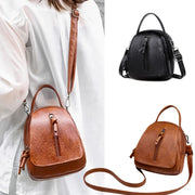 Unisex Brown PU Crossbody Bag with Zipper and Adjustable Strap