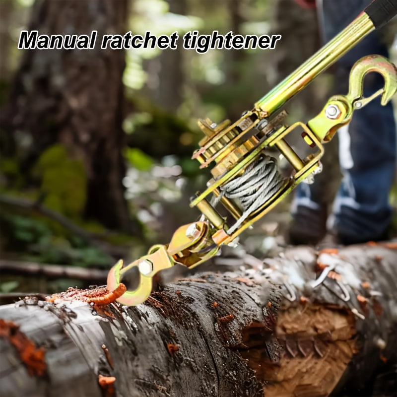 Og'ir yuklarni tortish, yuklarni bog'lash va siqish uchun mo'ljallangan portativ qo'l g'ildiragi, 2 ta ilgak bilan. U po'lat sim ip va uskunalarni tashish uchun shina mustahkamlashni o'z ichiga oladi.