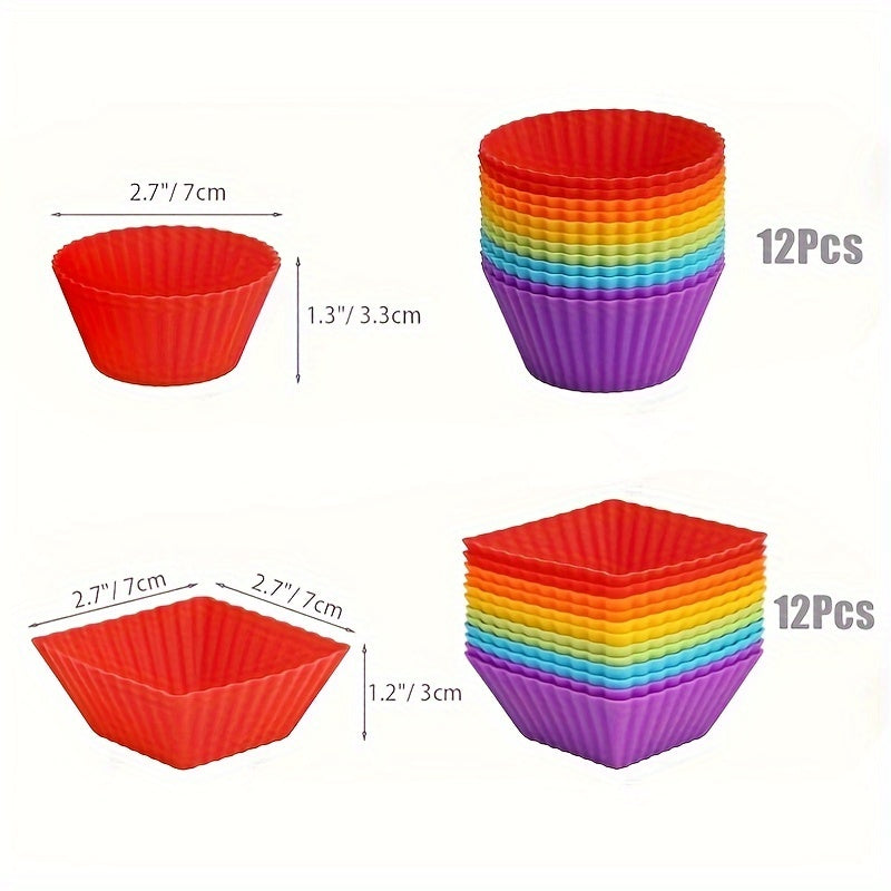 Reusable Non-Stick Silicone Baking Cups for Muffins and Cupcakes Pack of 12 or 24