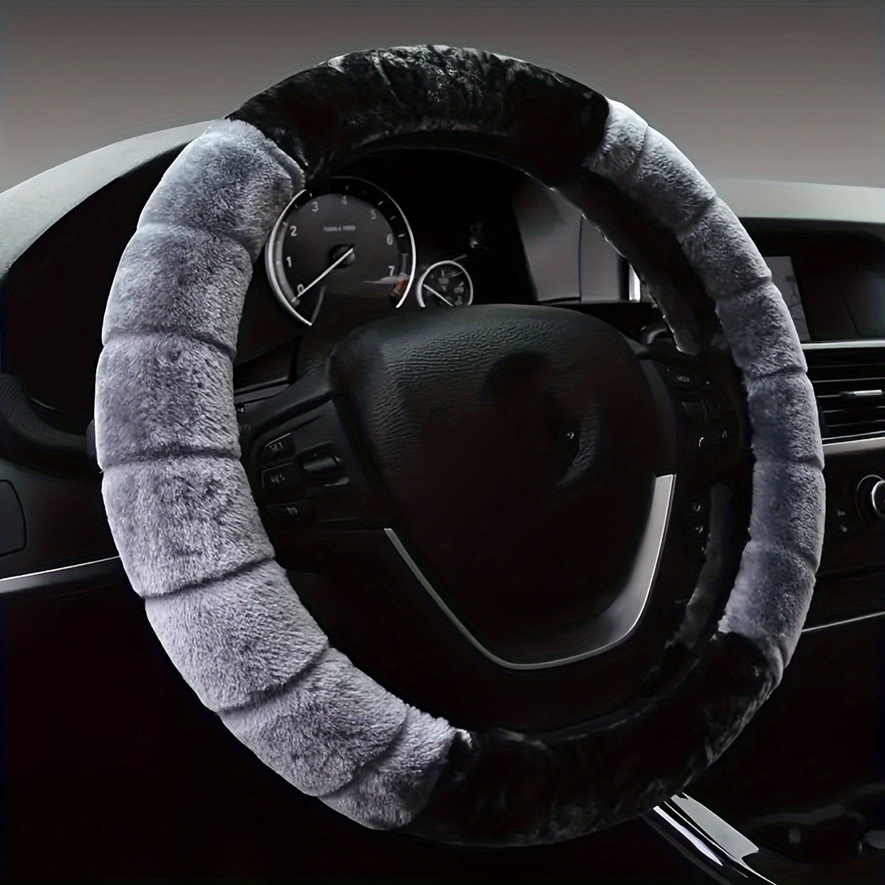 Cubierta de volante de invierno de felpa para unisex, protector térmico antideslizante para coche