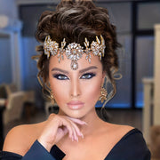 Retro to'y soati bilan katta rhinestone 3D gul soch aksessuari uchun to'y uchun