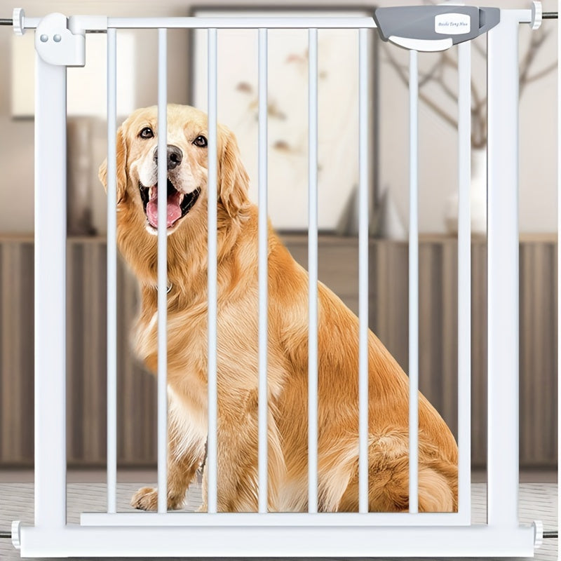 Steel Dog Gate for Doorways and Stairs Auto Close Walk Thru Indoor Outdoor