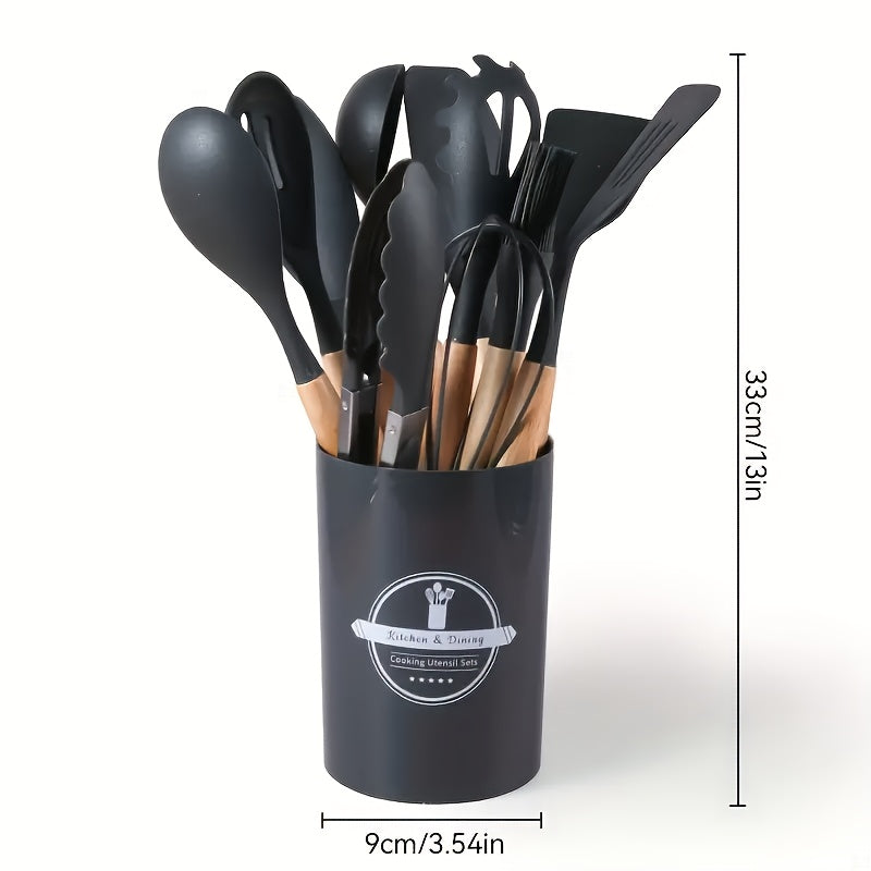 Silicone Kitchen Utensil Set 12 Pieces Non-Stick Heat-Resistant Cooking Tools