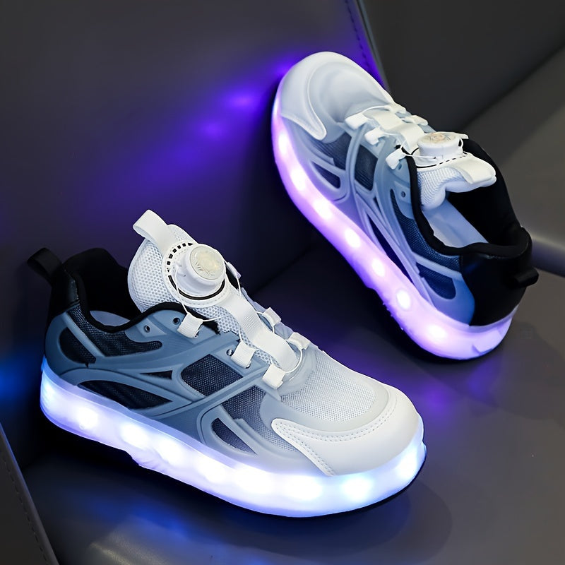 Детские мальчиковские LED-роликовые кроссовки с противоскользящими колесами, повседневные, для всех сезонов