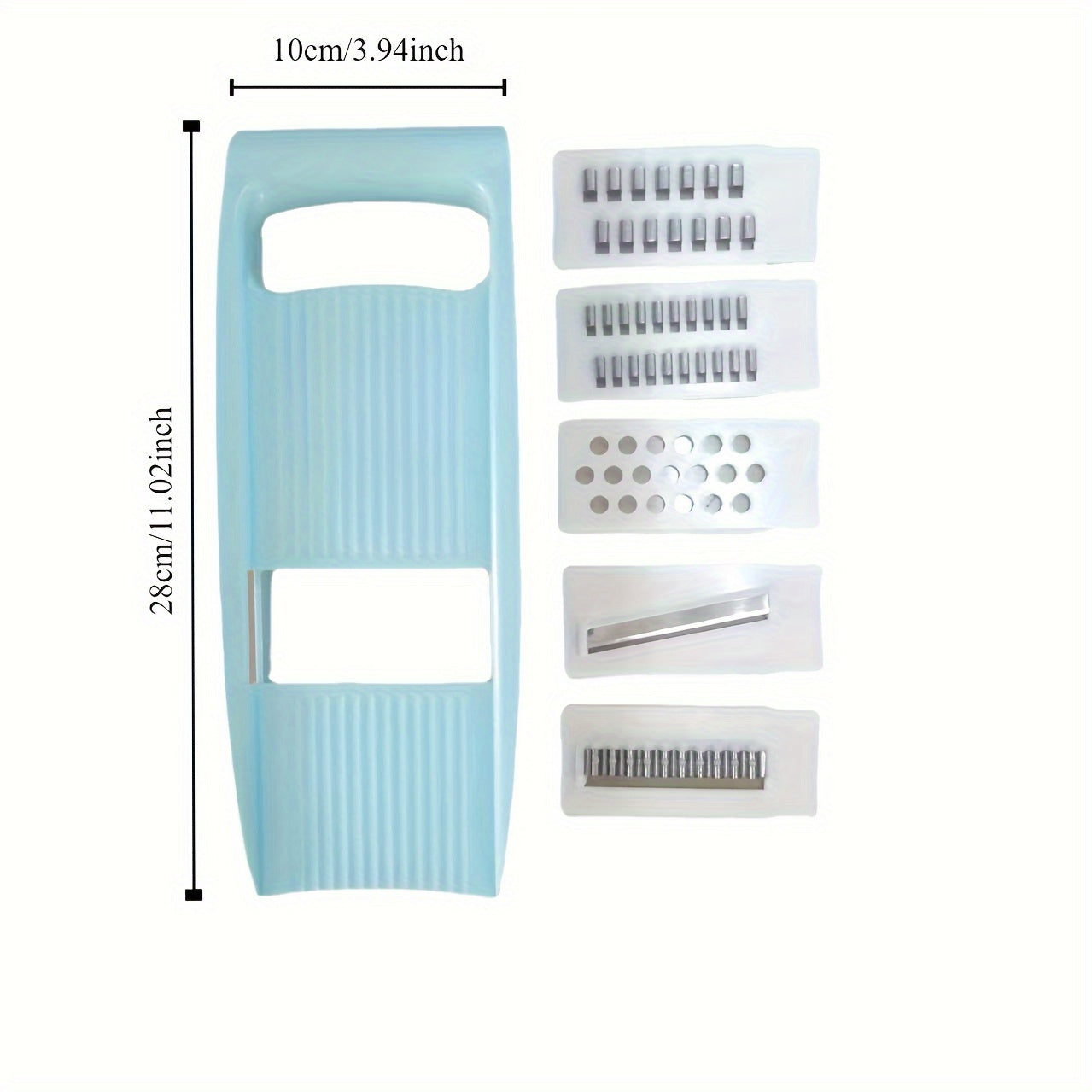 Manual vegetable slicer and grater set with interchangeable blades for slicing and grating