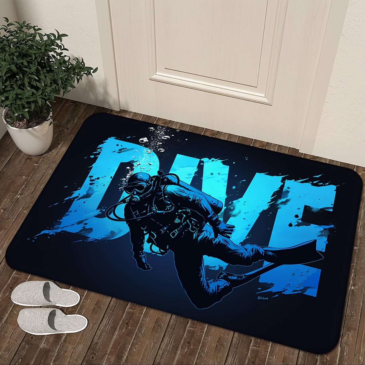 Flannel Anti-Fatigue Doormat Diver Absorbent Non-Slip Machine Washable Entryway Kitchen Living Room Bedroom