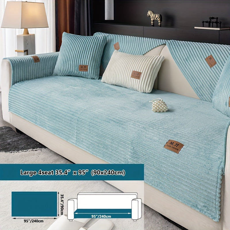 Плюшевый чехол на диван, толстый, теплый, зимний, противоскользящий, современный, дружелюбный к питомцам, для гостиной, спальни, офиса