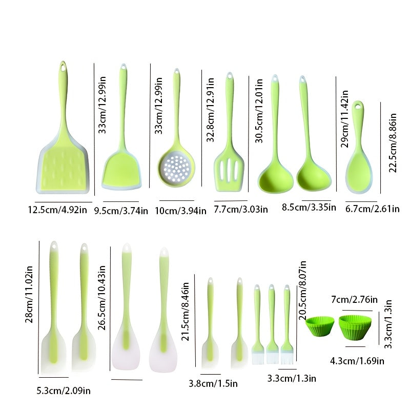 Silicone Kitchen Utensil Set 46 Pieces Non-Stick Cookware Safe Spatulas Spoons