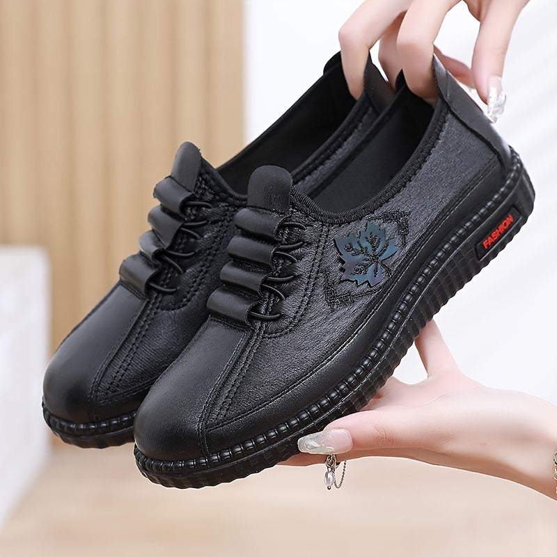Women's Casual Slip-On Embroidered Flower Shoes with Soft Sole