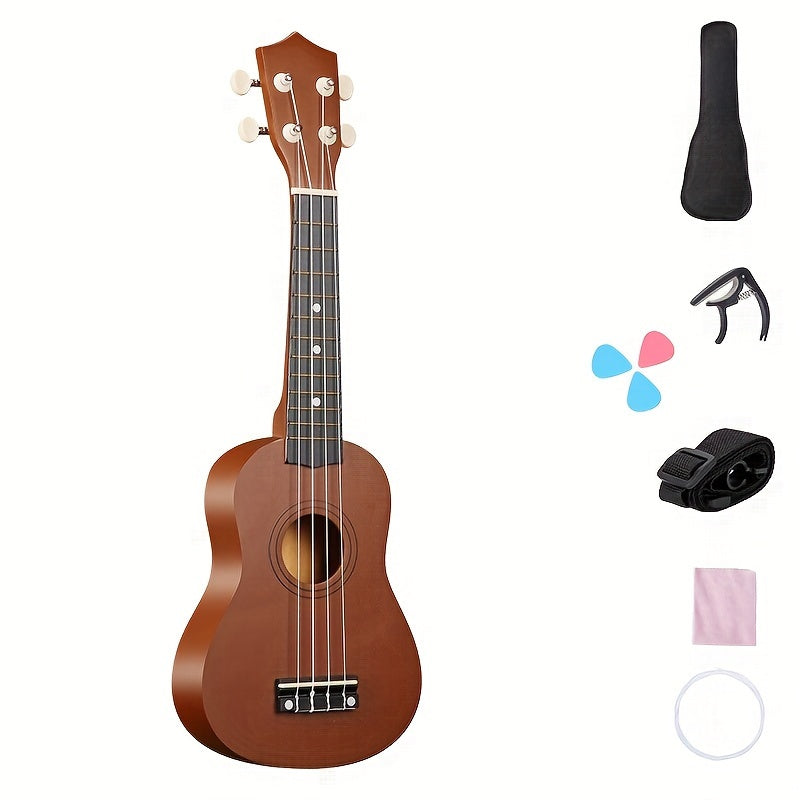 53.34 cm Soprano Basswood Ukulele with Accessories for Beginners