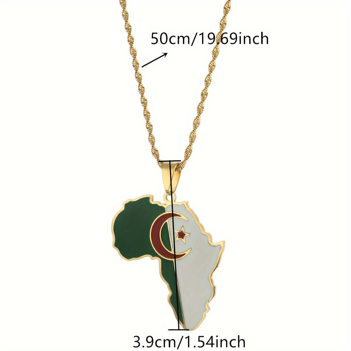 Stainless Steel Bangladesh Map Pendant Necklace Gold Tone Ethnic Style