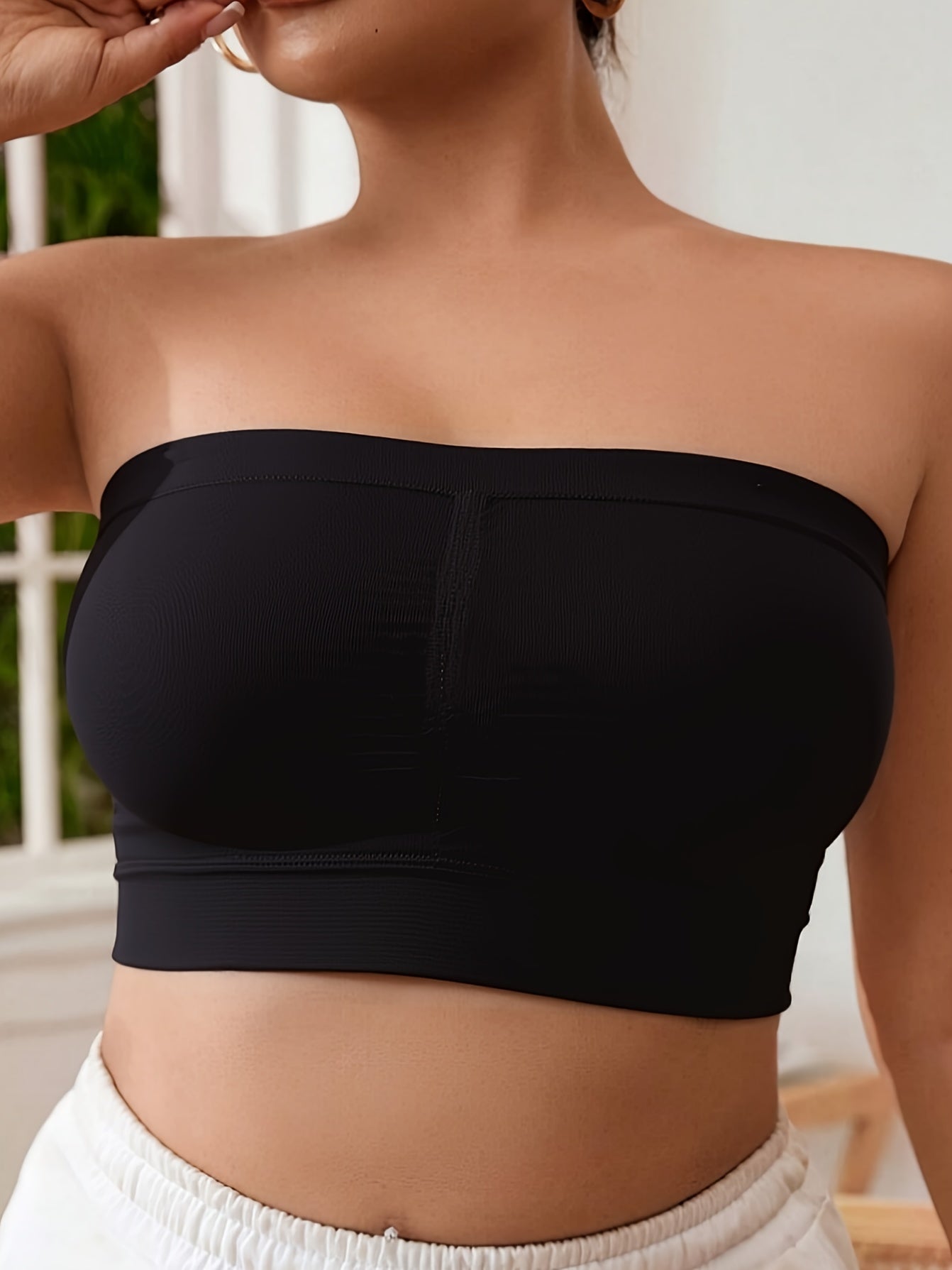 Plus o'lchamli shuningdek, ayollar uchun tikisiz sport bra, strapless, nafas oladigan, yugurish va Pilates uchun