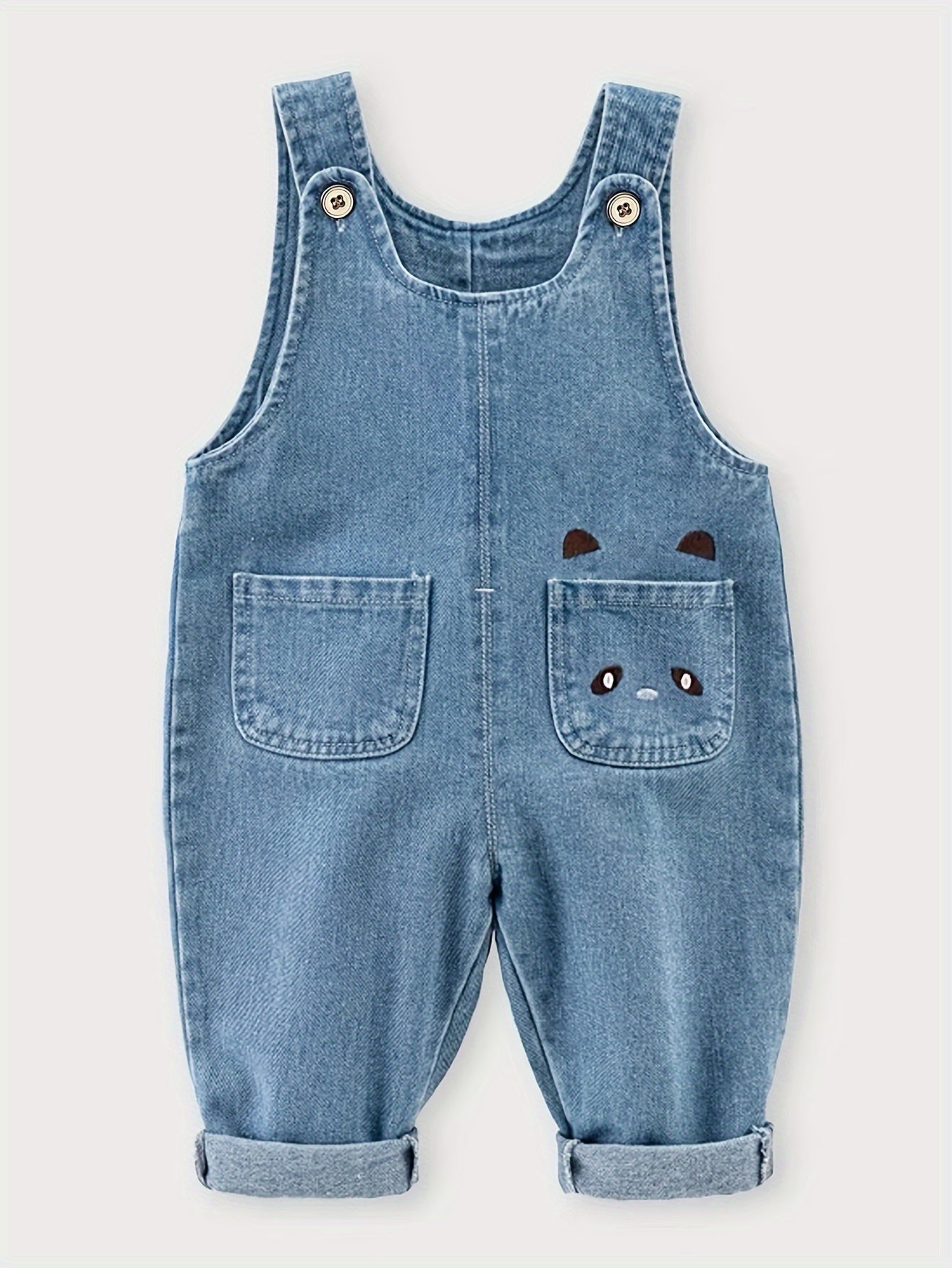 Kids' Denim Overalls with Cat Face Embroidery for Toddler Spring Fall Outdoor Activities
