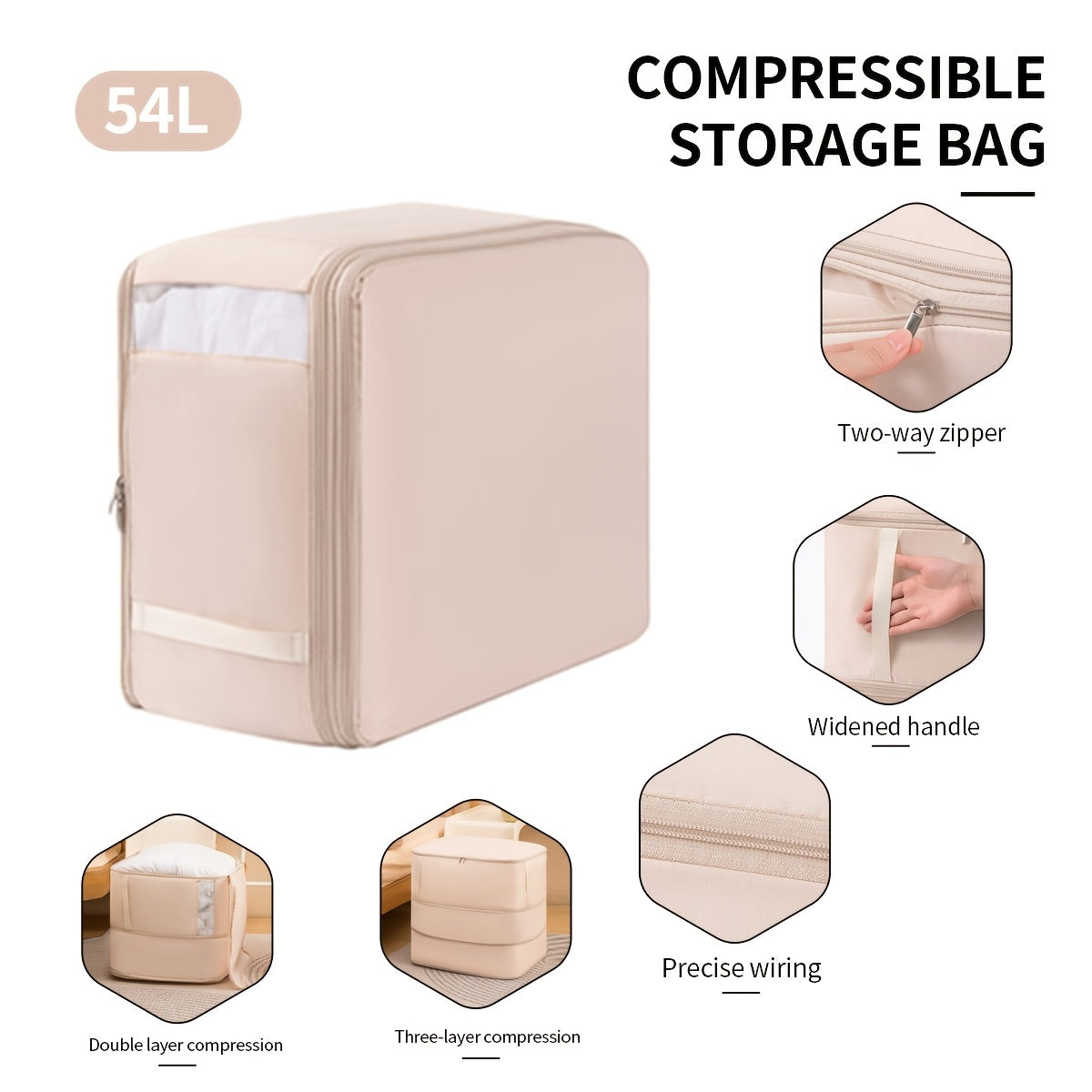 Portable Compression Storage Bag for Travel and Clothing Protection Gray Pink