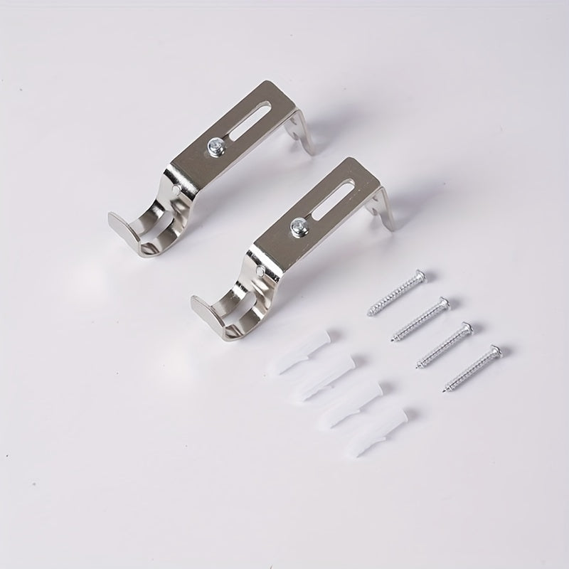 Set of 2 Black Cast Iron Curtain Rod Holders Wall Mount Brackets