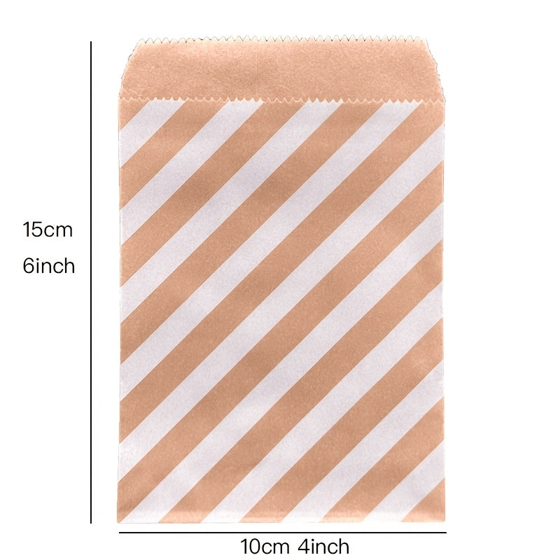 50pcs Kraft Paper Bags 15x10cm Wave Dot Brown and Wine Red for Gifts and Events