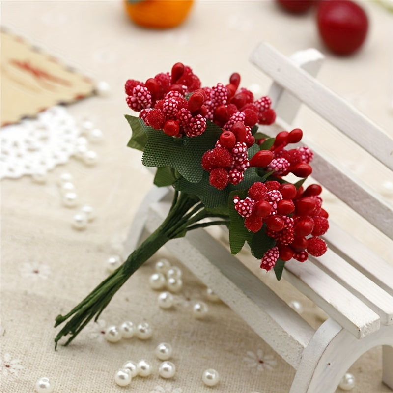 Artificial Pearl Flowers with Foam Fruits for Gift Boxes, Wreaths, Vase Decor