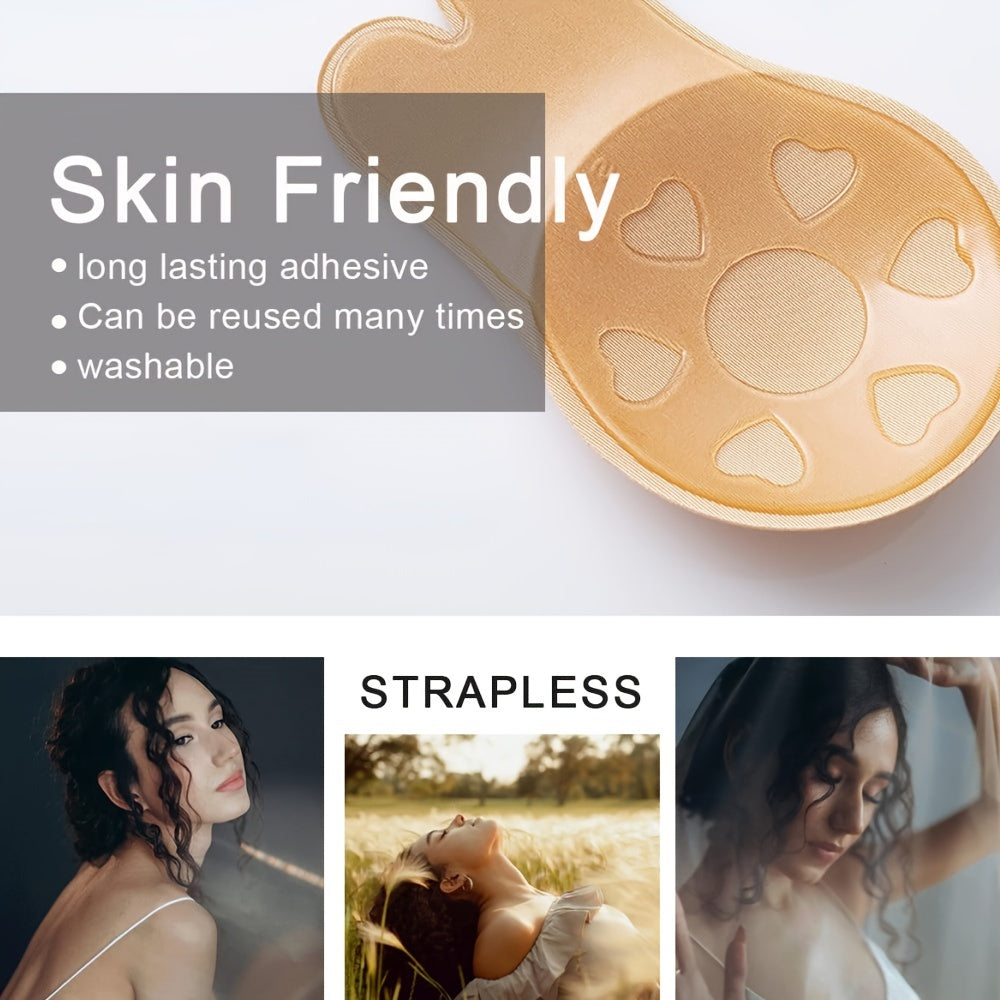 2 Pairs Invisible Self-Adhesive Push-Up Nipple Covers for Women