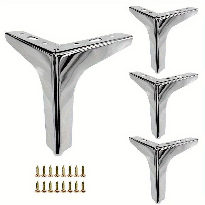 Set of 4 Modern Metal Furniture Legs in Black, Gold, Silver, 10cm or 13cm
