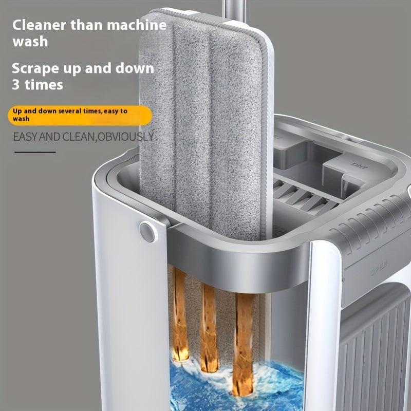 Thickened Lazy Mop Set with Bucket for Wet Dry Cleaning Stainless Steel Handle