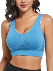 Women's Sports Bra Seamless Breathable Mesh Plus Size Workout Yoga Gym