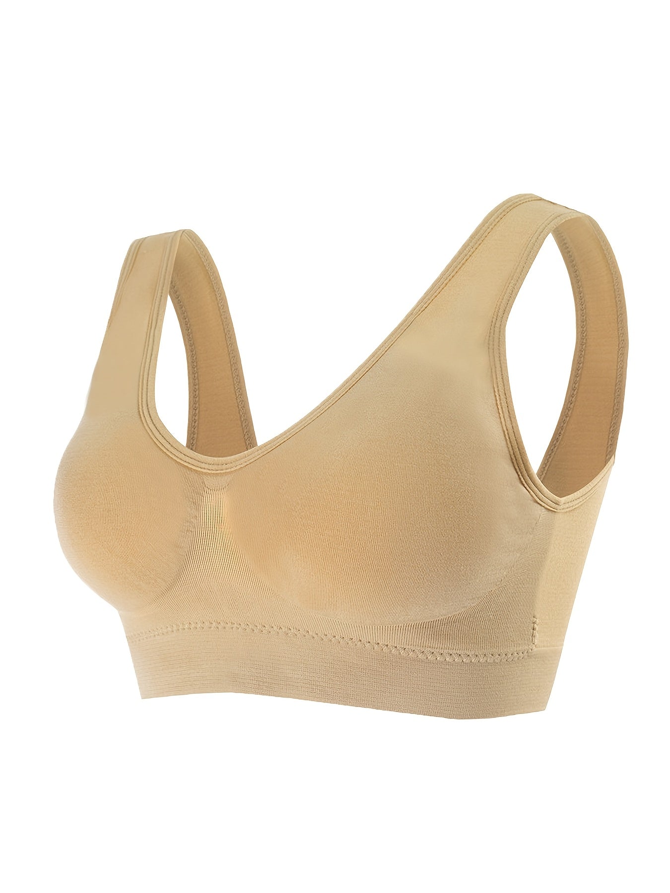 Plus-Size Wireless Sports Bra Seamed Push-Up Breathable Yoga Running