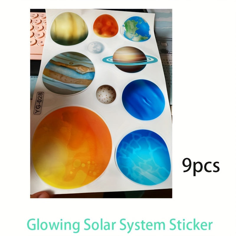 Fluorescent Wall Sticker for Kids Room Dormitory Solar System Galaxy Decor