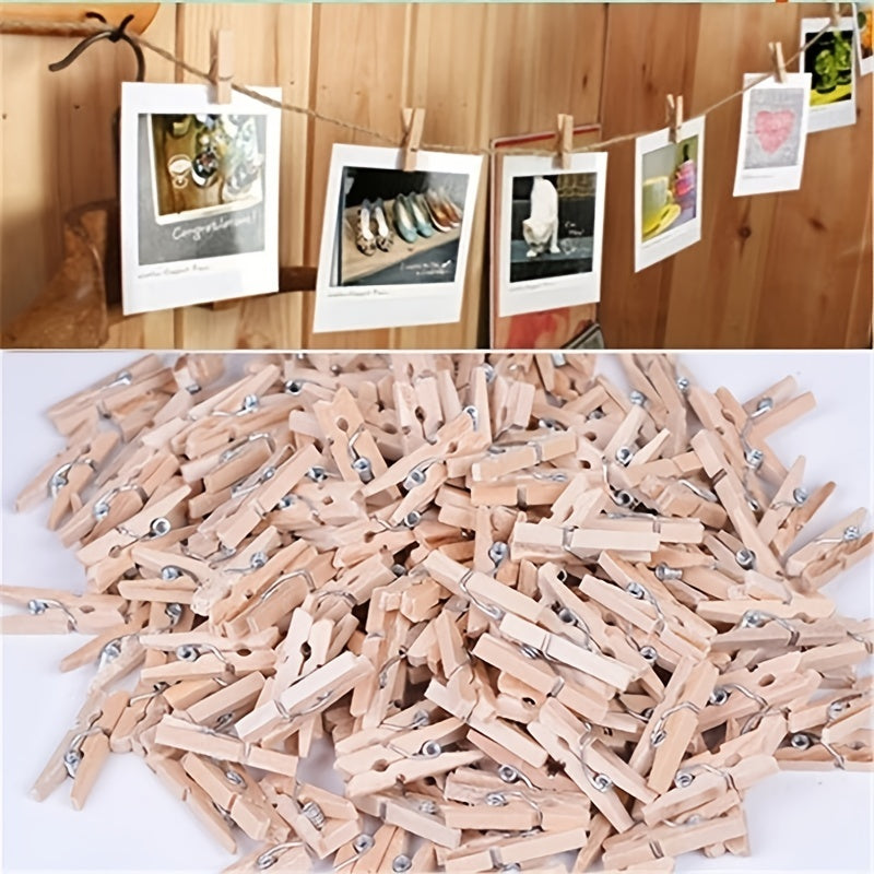 Colorful Wooden Clips for DIY Photo Storage and Crafts, 50 Pack