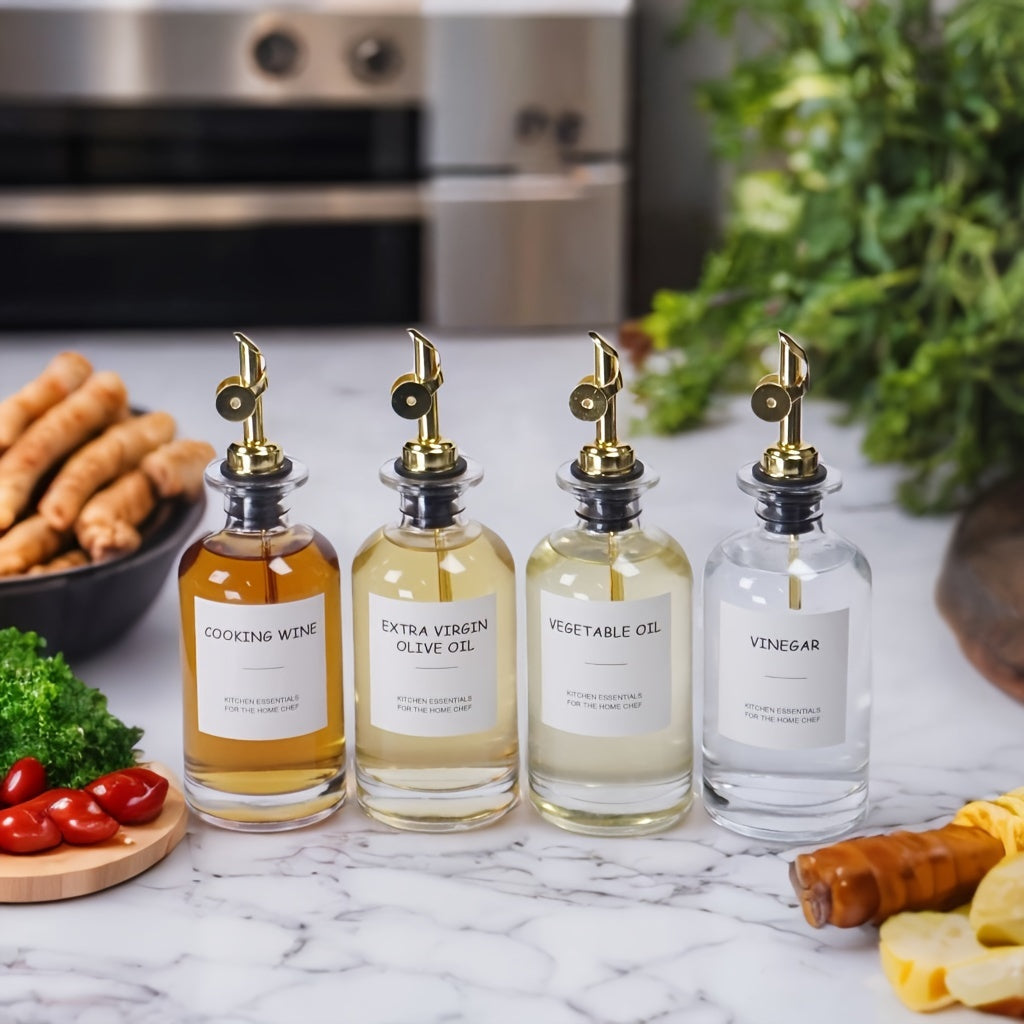 Set of 4 Oil and Vinegar Dispenser Bottles with Leak-Proof Design
