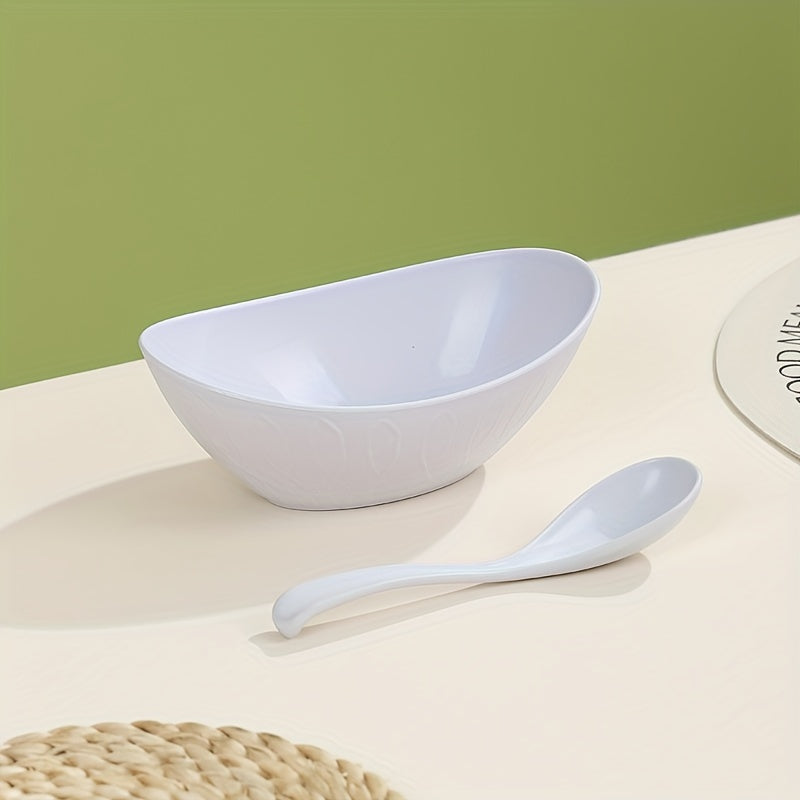 Juego de 2 cuencos de trigo plateados con cuchara, reutilizables, irrompibles, ligeros, utensilios de cocina para ensaladas, postres y pasta