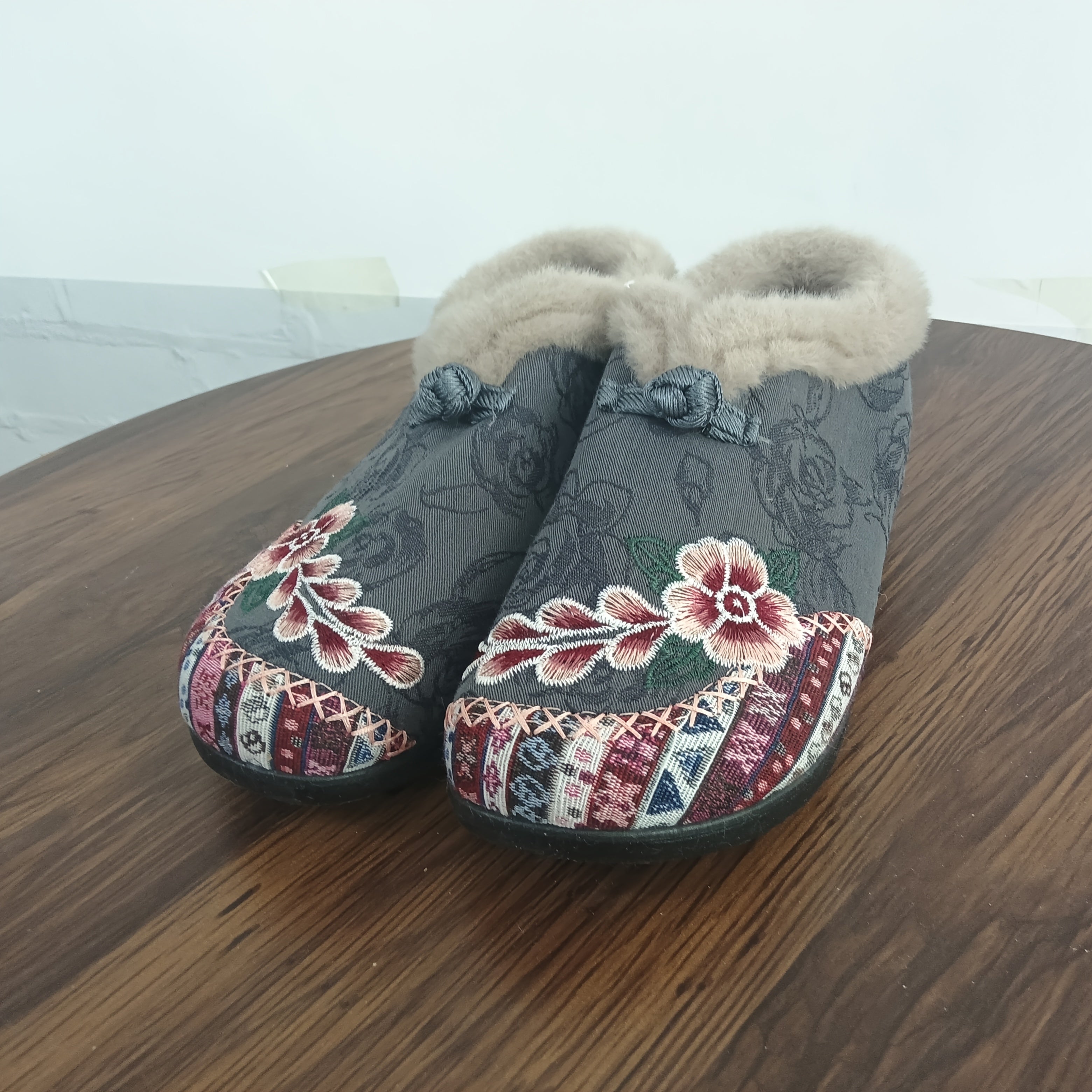 Women's Ankle Boots Winter Warm Anti-Slip Floral Short Shoes