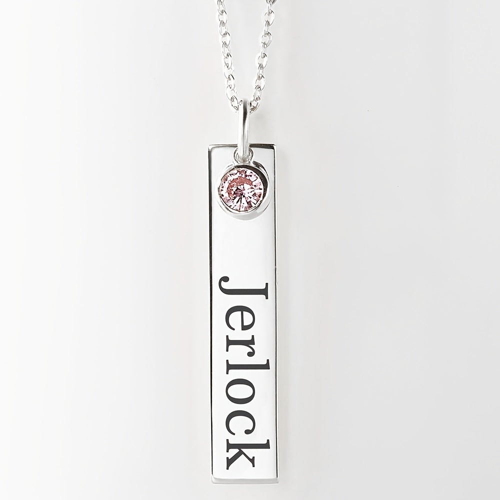 Personalized Stainless Steel Necklace with Birthstone and Name Engraving for Women