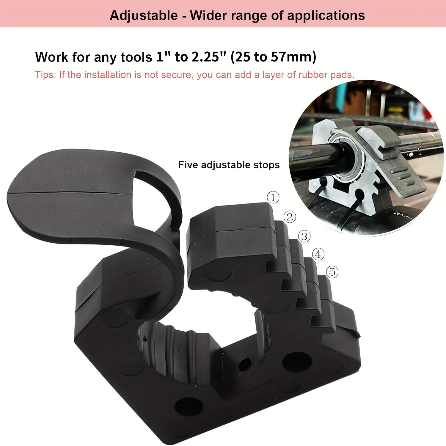 2PCS Black Rubber Clamp Kit for Off-Road Vehicles and UTVs 1-1/2 Inch