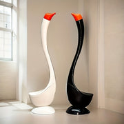 Swan-Shaped Toilet Brush with Angled Bristles Floor Mount No-Drill Long Handle Medium Firm