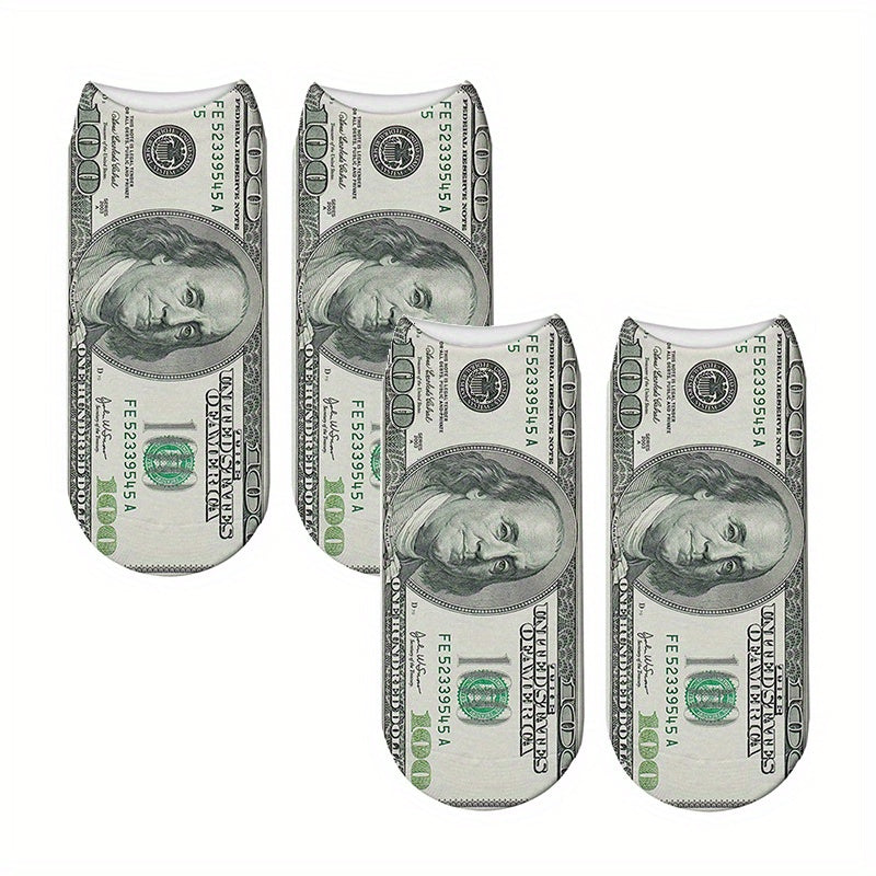 Men's Novelty Currency Pattern Socks Polyester Geometric Fun Gift
