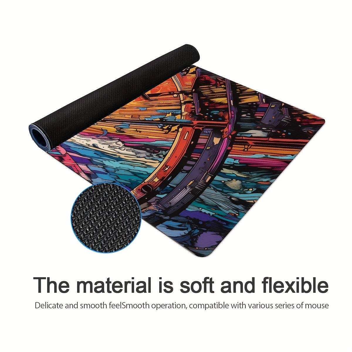 Alfombrilla de ratón de goma grande para juegos con tema espacial, antideslizante, lavable y de gran tamaño