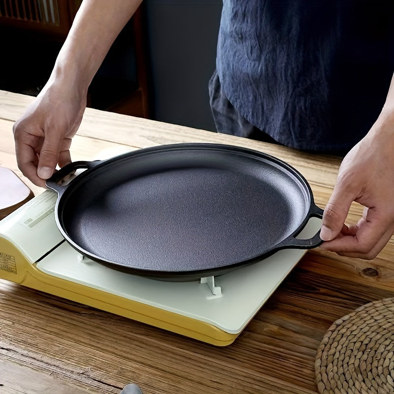 Cast Iron Skillet Non-Stick Griddle for Pizza Pancakes and BBQ Suitable for Stovetop and Outdoor Use
