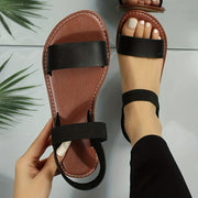 Women's PVC Flat Sandals Casual Ankle Strap Minimalist Outdoor Shoes
