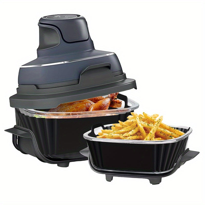 2pcs Silicone Baking Trays for Air Fryer Black Gray Reusable Non-Stick Pizza Chicken Fries