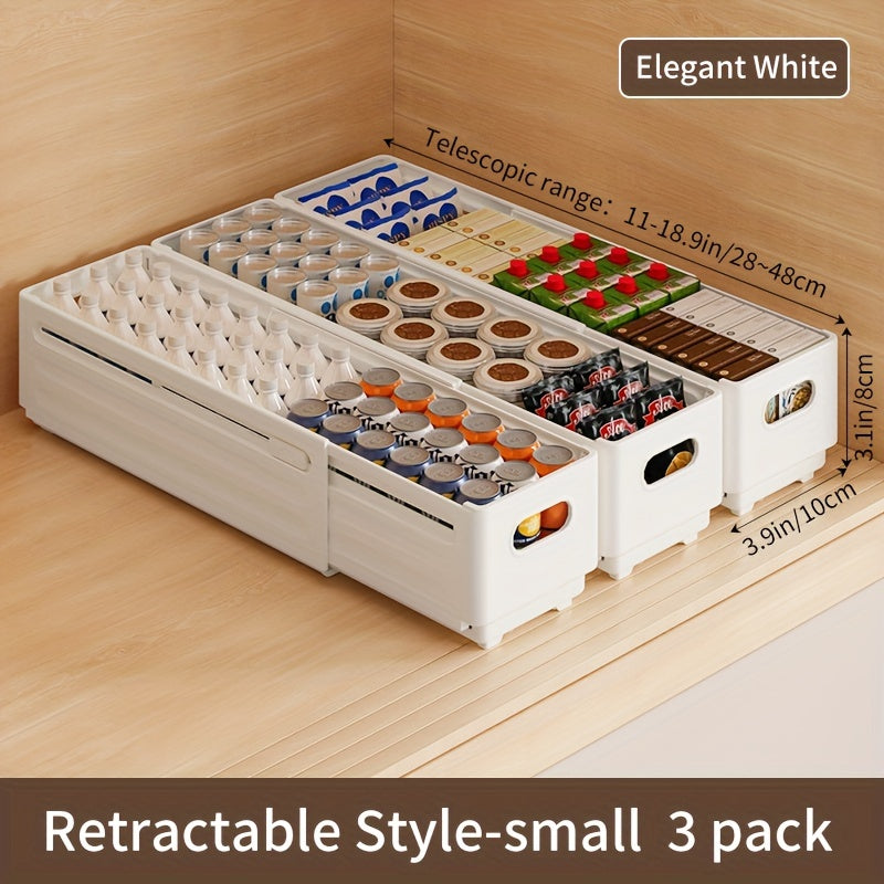 Caja de almacenamiento de ropa expandible con recipiente de plástico retráctil para cocina, dormitorio, baño y oficina