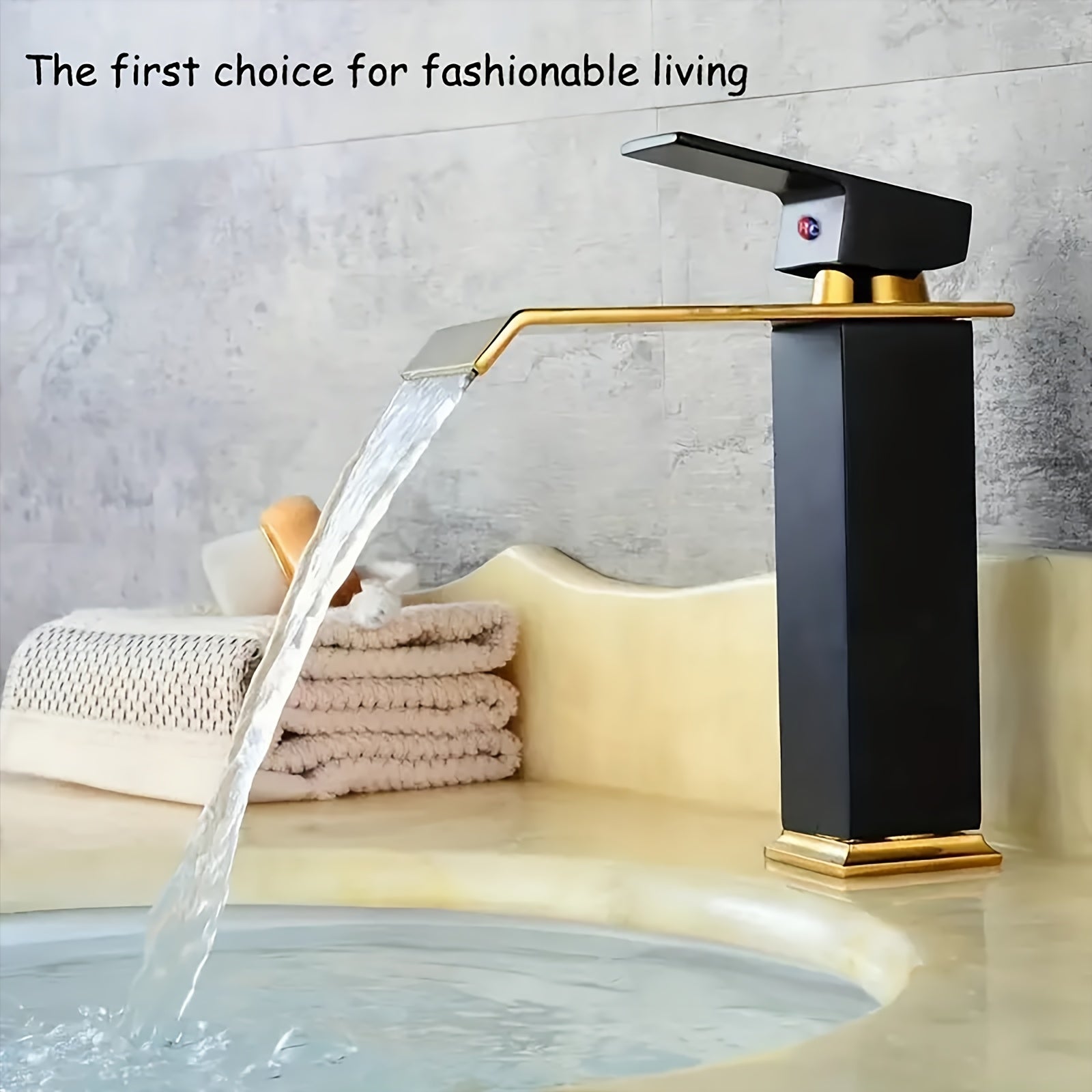 Stainless Steel Bathroom Faucet Single Hole Modern Deck Mount Waterfall Design