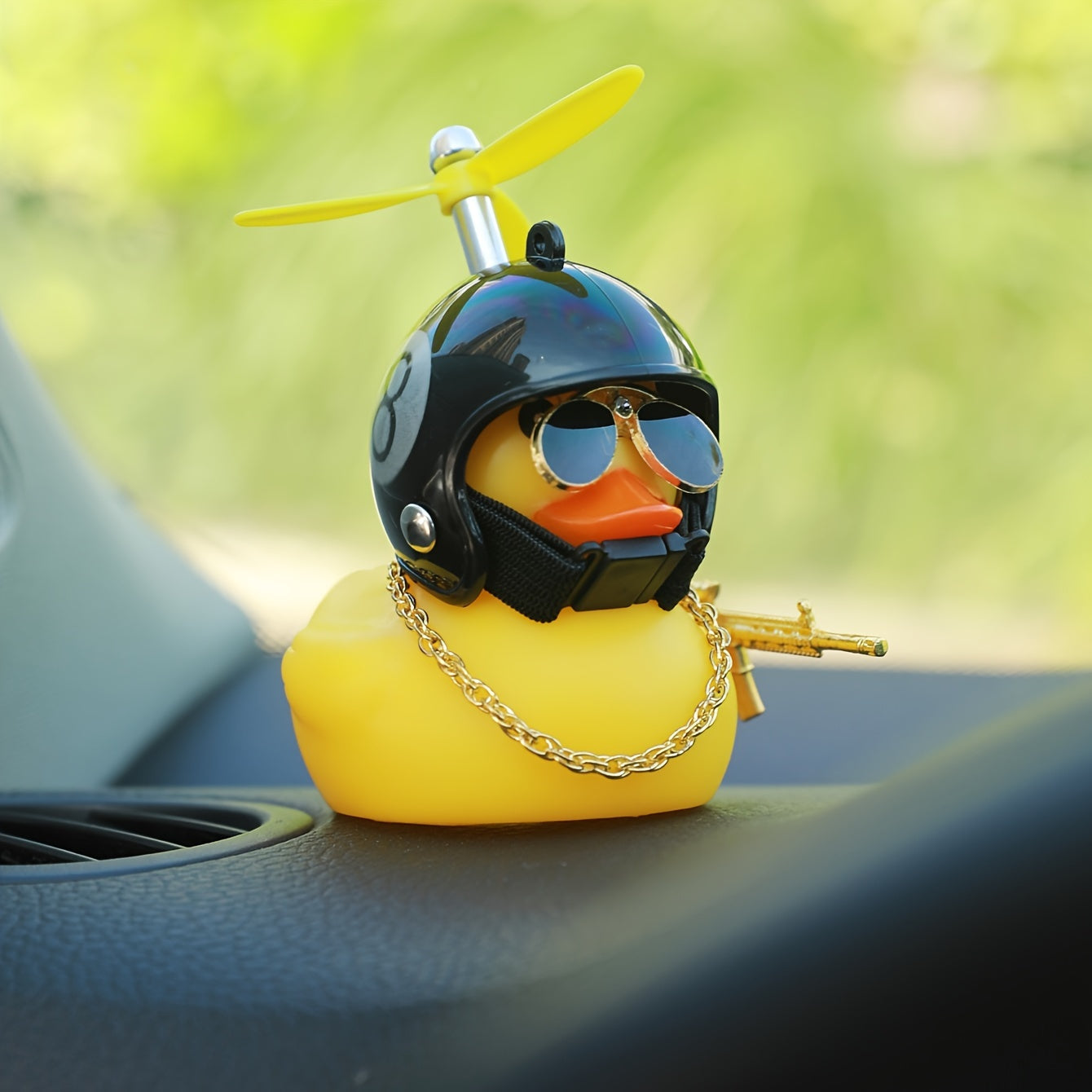 Duck Car Dashboard Ornament PVC Metal Gun Sunglasses Car Interior Decor Gift