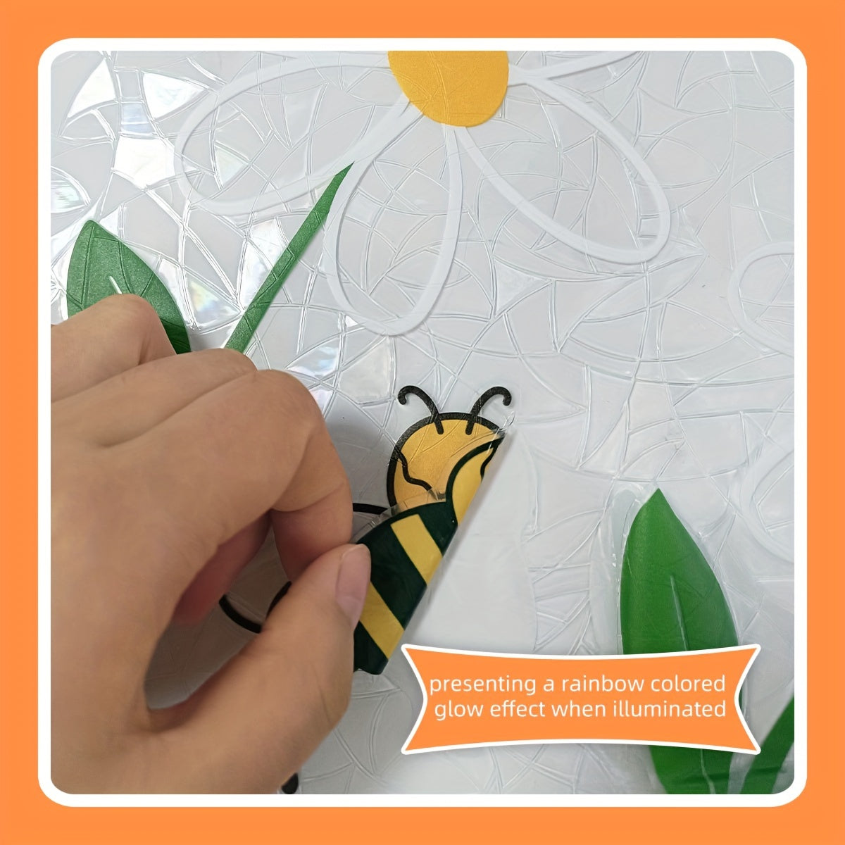 Rainbow Daisy and Bee Window Clings, Reusable Static PVC, 30x42cm Sheet