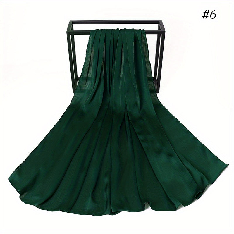 Wrinkled Satin Muslim Hijab Natural Fiber Lightweight Black