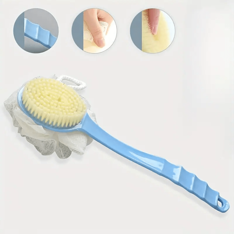 Dual Color Exfoliating Bath Brush with Long Handle for Shower and Massage