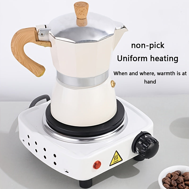 Electric Stove with Adjustable Temperature Control Cast Iron Plate 500W White Black for Kettles Moka Pots