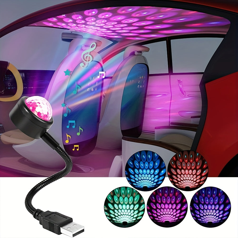 Proyector de música LED para coche universal, lámpara de ambiente RGB, control por voz