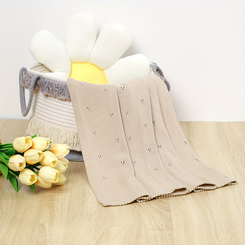 Solid Color Knitted Throw Blanket for Stroller Cover Quilt and Air Conditioning Use