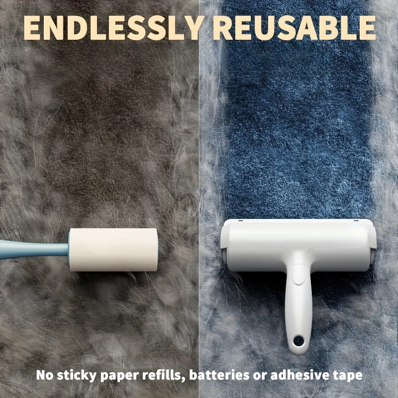 Pet Hair Remover Lint Roller with Self-Cleaning Base for Furniture and Car Seats