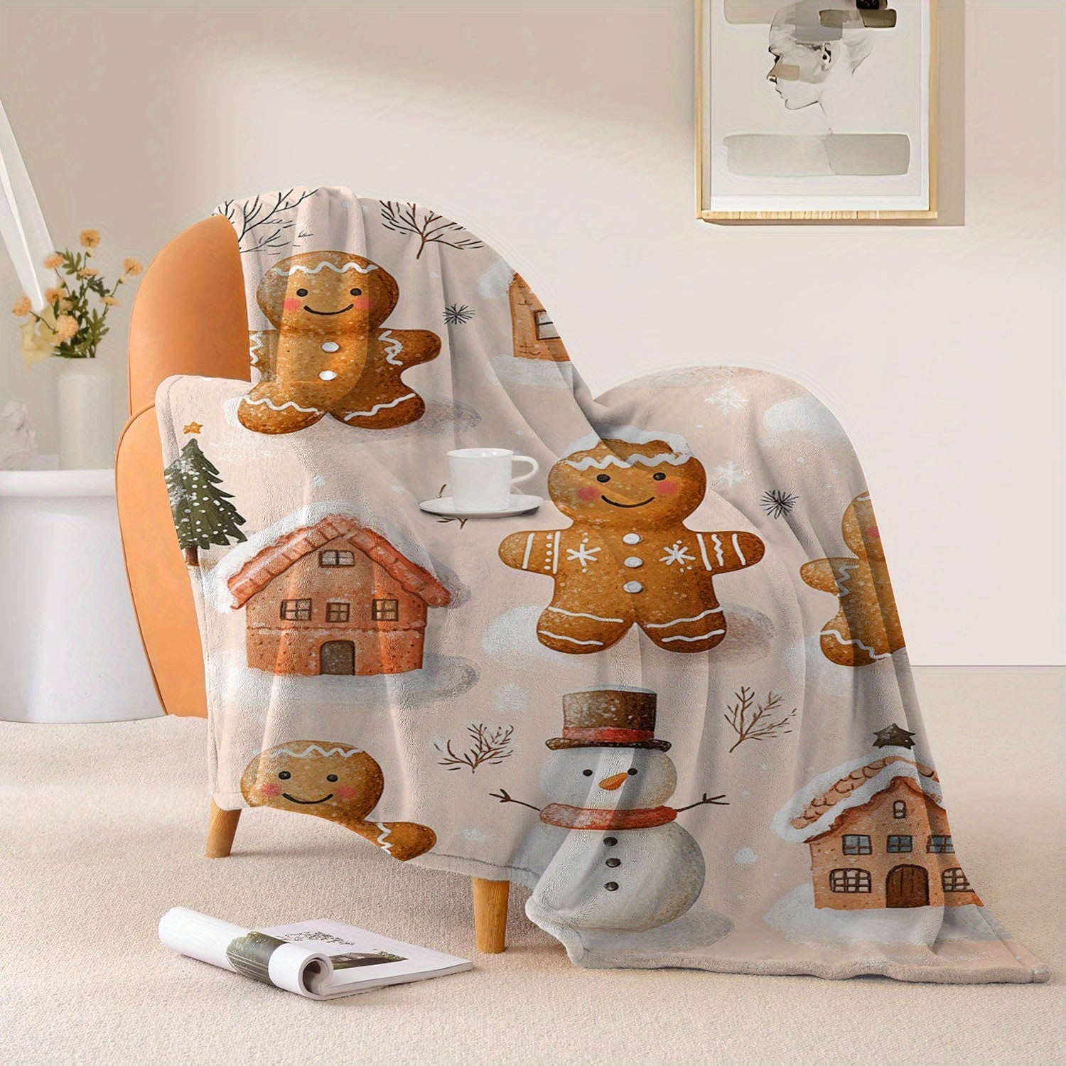 Contemporary Digital Print Flannel Fleece Blanket for All Seasons Soft Polyester Hypoallergenic